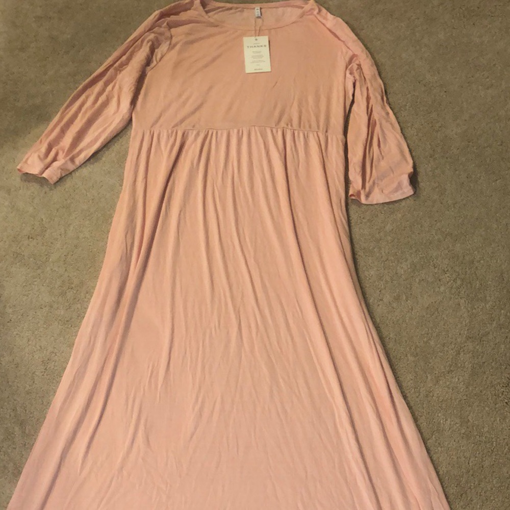 Floor length pink dress